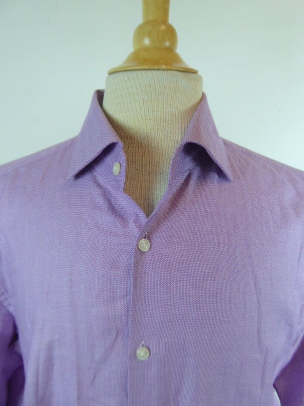 HUGO BOSS BLACK LABEL purple cotton SHARP FIT long sleeve  Shirt 16.5 L